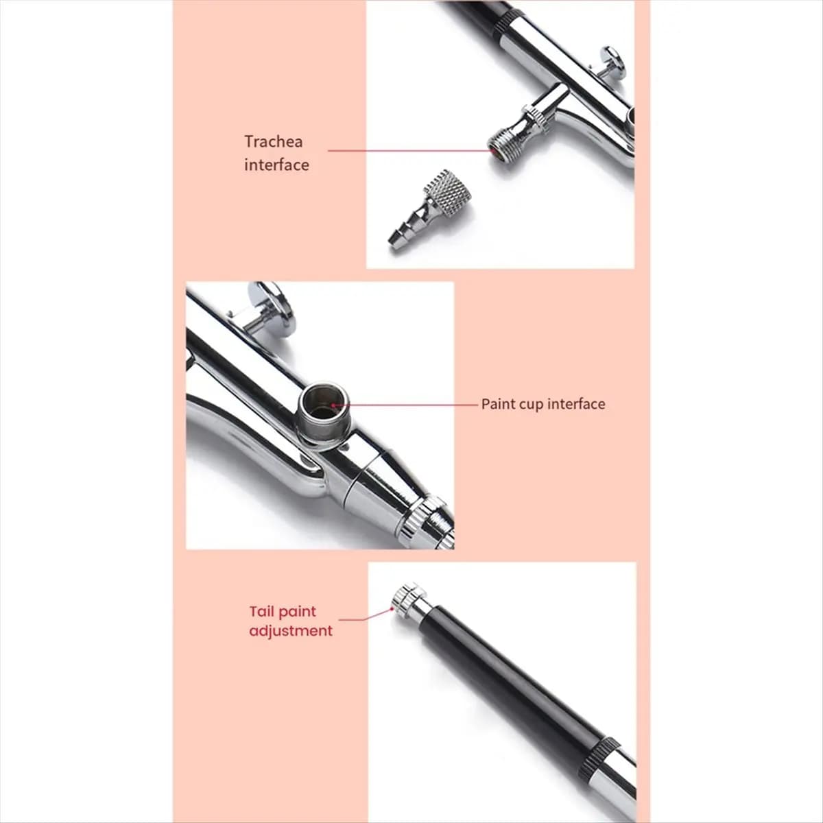 AB45 0.3mm Siphon Feed Dual-Action Airbrush Kit Set Tool with 7cc & 22cc Fluid Cup for Art Craft Painting Nail