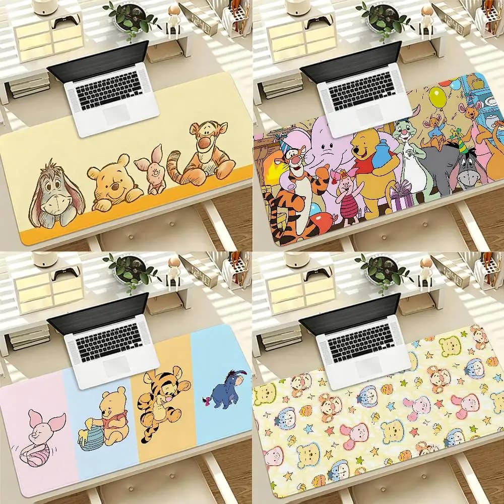 Cute Winnie-the-Pooh Gaming Mouse Pad Non-Slip Lock Stitched Edge Large Office Desk Mat For Computer And Keyboard