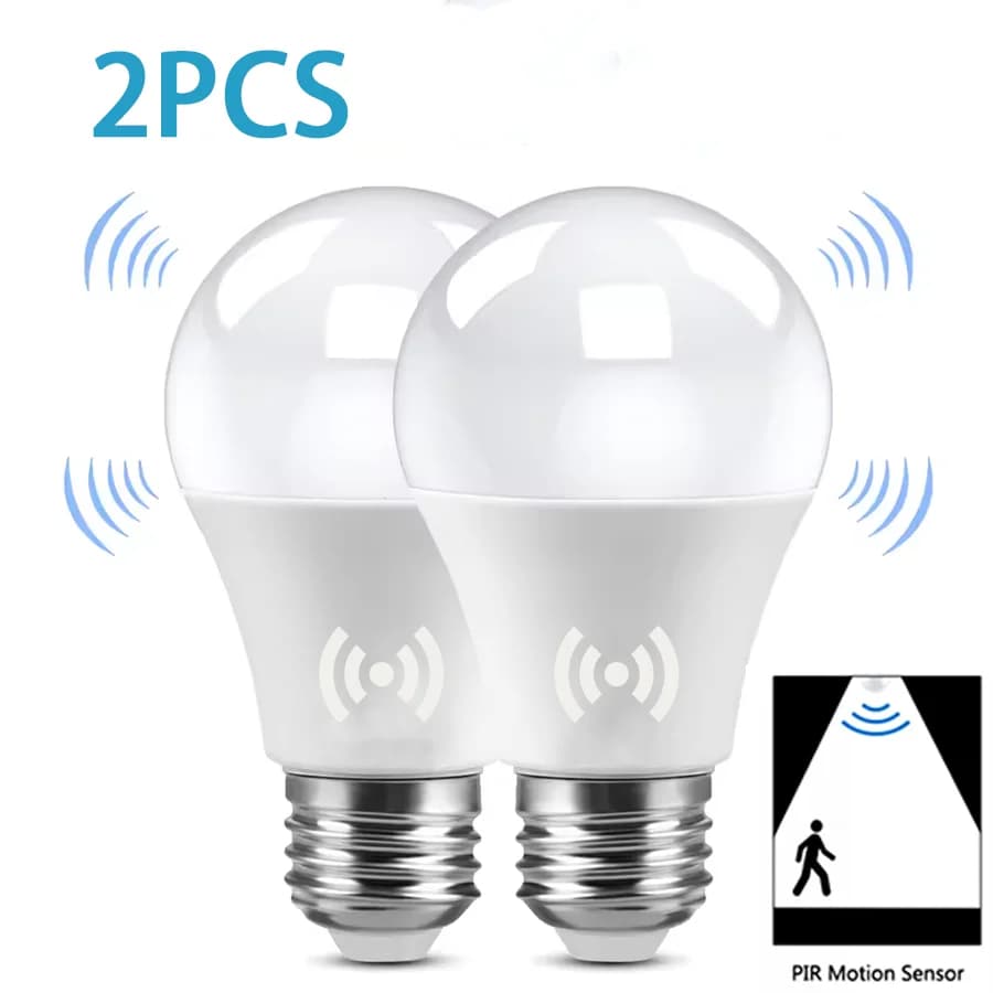 2PCS LED bulb E27 12W Radar Motion sensor 220V White night working lamp Automatic lighting for the house Living room Steps Pathway