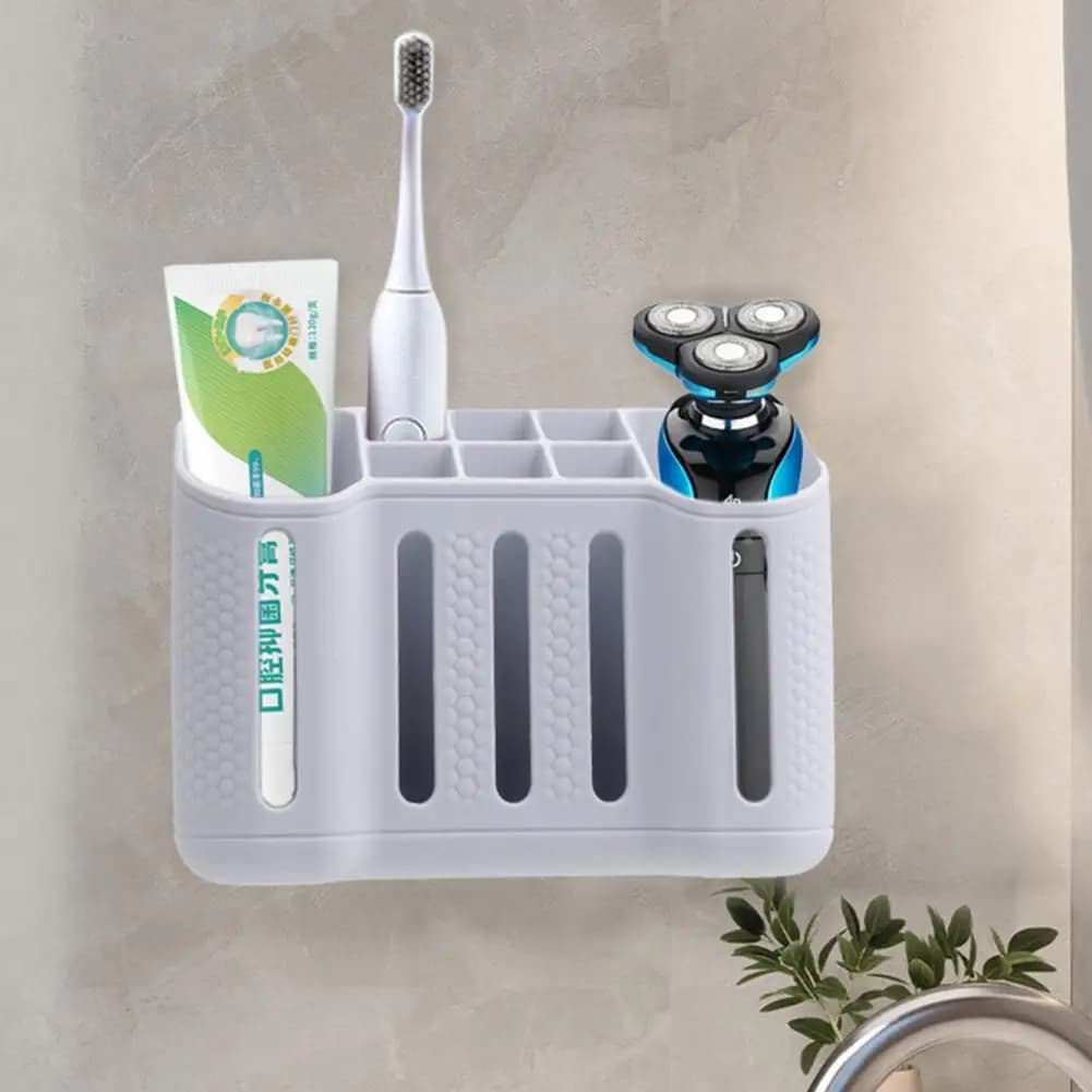 Porta rasoio Organizzatore da bagno salvaspazio Set di organizer da bagno Portaspazzolino da parete con 8 slot per bagno