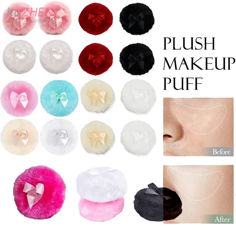 1/4PcPeluche Soffio di Trucco Professionale Bowknot Rotondo Cosmetico Morbido Soffice Soffio di Polvere Allentato Arco Sveglio Spugna Fondotinta MakeupBeauty