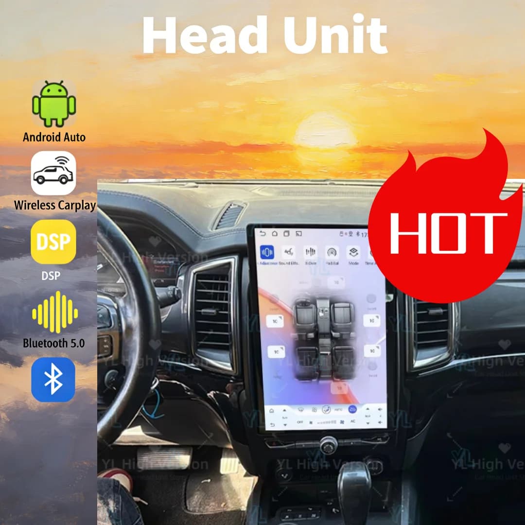 Schermo touch screen Qualcomm Android 13 da 14,5 pollici per Ford Everest Ranger 2016-2020, lettore multimediale video per auto, GPS, Carplay, DSP integrato, 4G