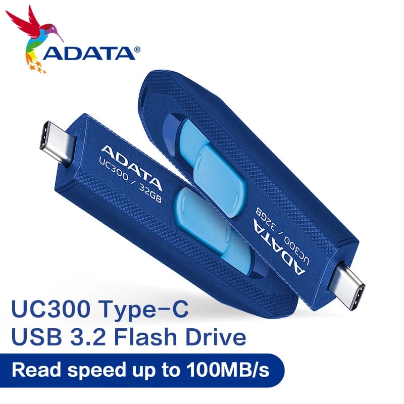 ADATA UC300 USB3.2 Flash Drive Type-C Velocità di lettura fino a 100 MB/s 64 GB 128 GB 256 GB Mini chiavetta di memoria retrattile per computer