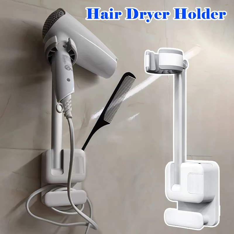 Durable diamond free hair dryer stand - wall mounted storage rack, bathroom storage rack, lazy hair dryer storage rack