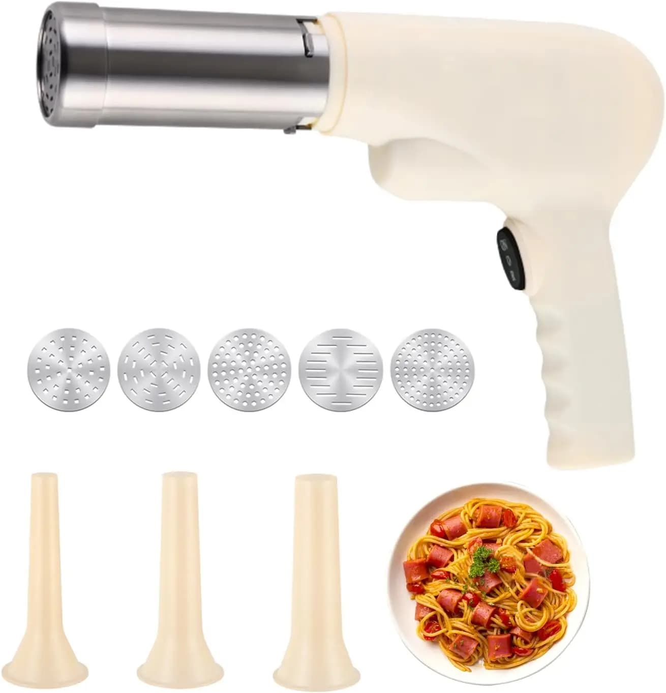 Macchina Elettrica per Fare la Pasta - Macchina Automatica per Spaghetti e Pasta Fresca Senza Fili Tutto-in-Uno