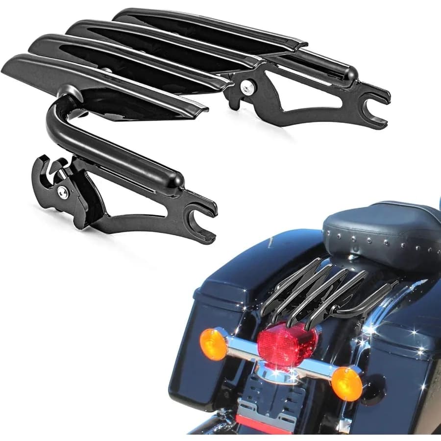 Portapacchi Stealth staccabile per Harley Touring Road King Electra Glide Road Glide Street Glide 20092025 Nero lucido Sicuro