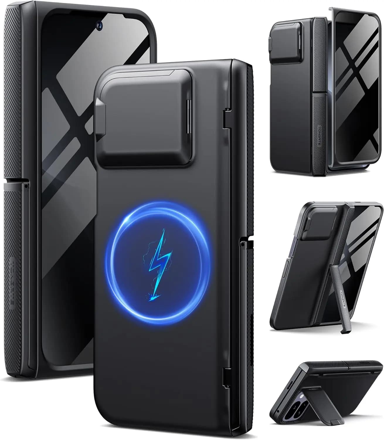 Custodia Magnetica per Pixel 10 Pro Fold con Protezione Privacy, Copri Fotocamera e Protezione Cerniera, Design Robusto con Supporto Integrato, Nera