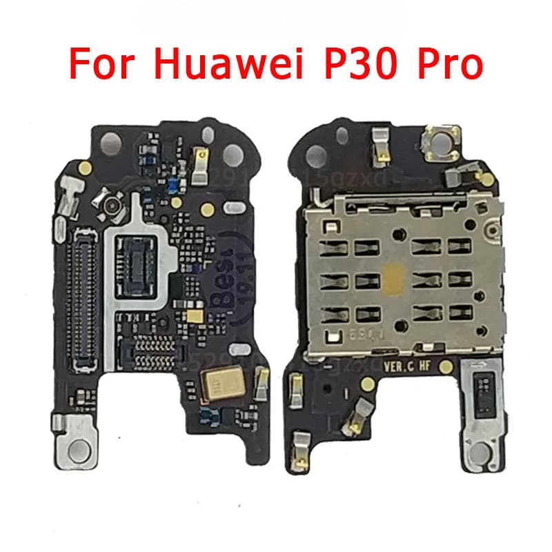 Per Huawei P30 Pro Supporto per slot SIM Scheda di connessione Lettore di schede Microfono Microfono Cavo flessibile Pezzi di ricambio di ricambio