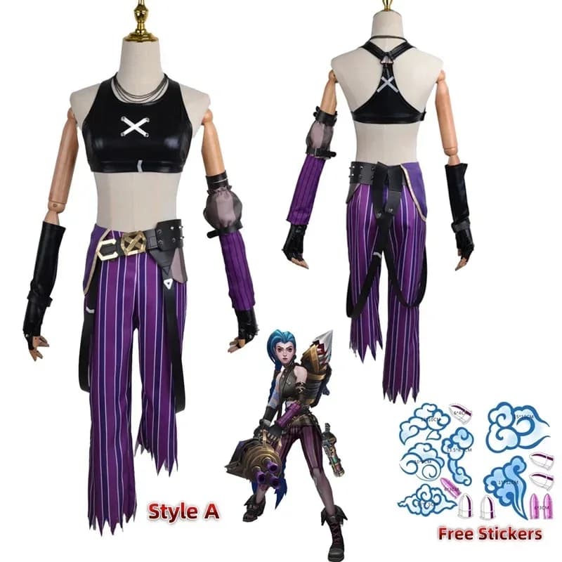 League of Legends Costume Cosplay Anime LOL Arcane Young Ver Jinx Gioco di ruolo Halloween Uniforme da ragazza sexy 2,c'4,h.