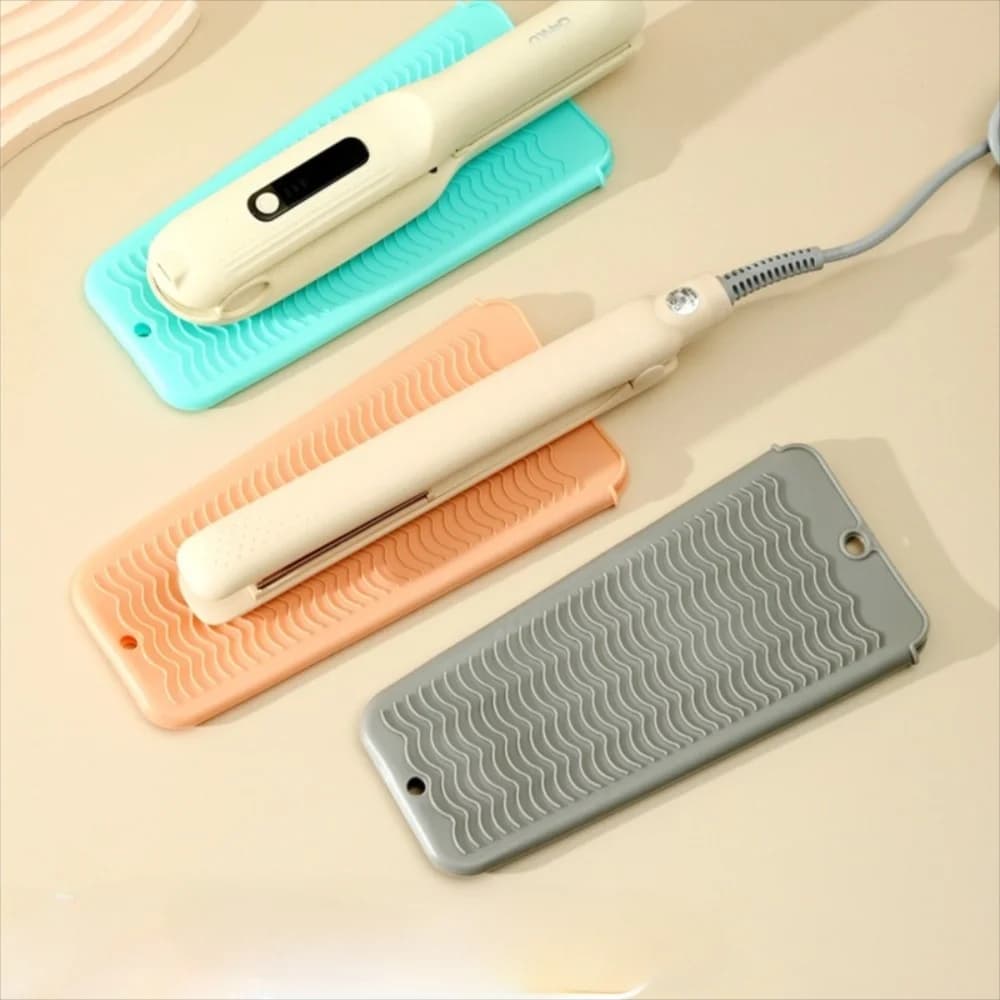 Custodia in silicone per piastra per capelli, antiscivolo, multifunzionale, pieghevole, tappetino isolante per arricciacapelli, multicolore