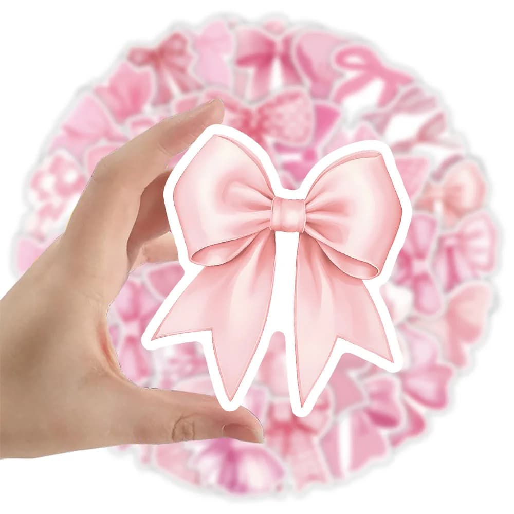 50/100 Pezzi Adesivi Rosa a Fiocco Graffiti Coquette, Decalcomanie Cartoon per Regali Fai da Te, Bicchieri, Scatole di Cancelleria, Custodie per Telefono, Valigie
