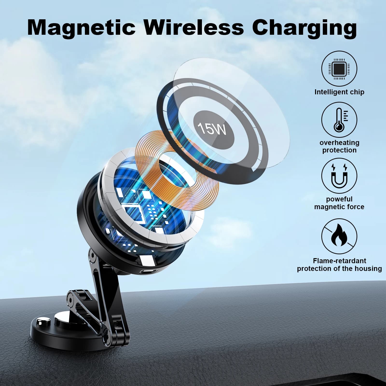 Supporto magnetico per telefono per auto Magsafe per veicoli Supporto mobile per supporto per telefono cellulare per auto in auto Per telefono 15 14 Staffa per cellulare