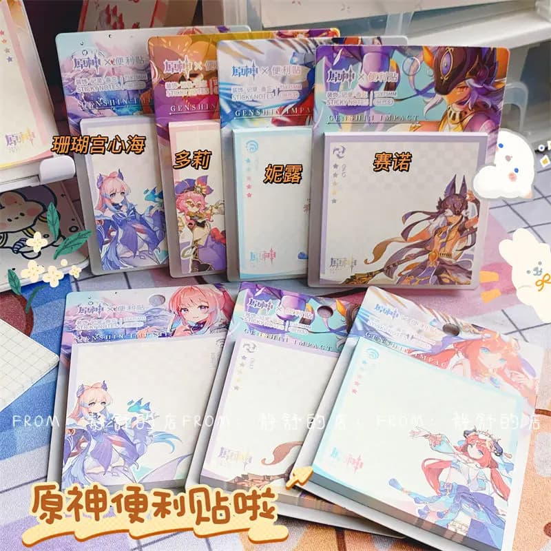 Hot Anime Game Impact 60 fogli bandiere Tabs pagine pad Note Paper Notebook Markers indice di carta segnalibro Note adesive cancelleria
