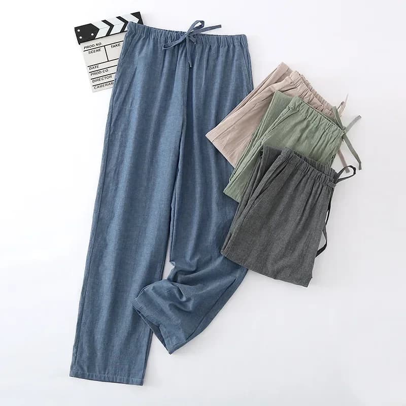 Men's autumn pajamas pants new breathable washed cotton home pants comfortable and wide for teenagers simple men's casual pants