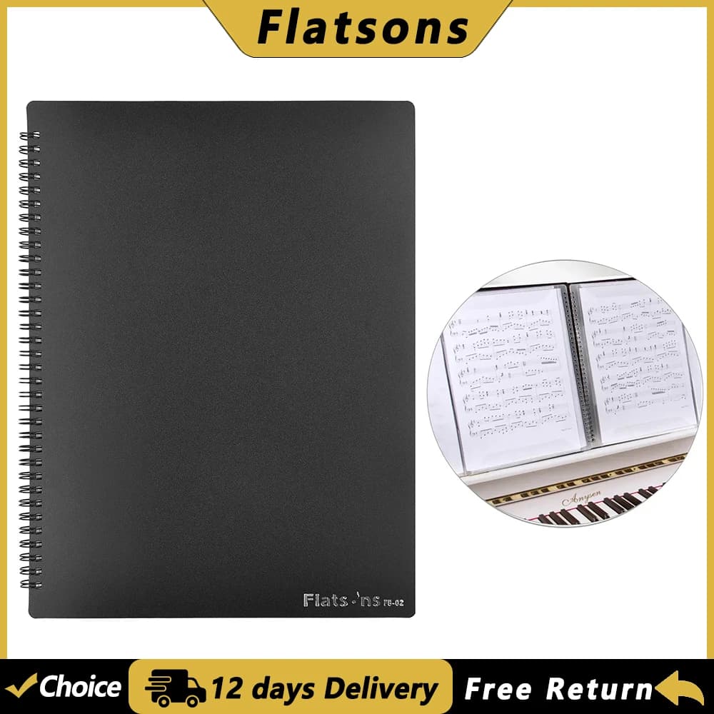 Porta Spartiti Flatsons FB-02 Formato A4 con 40 Tasche, Organizzatore per Documenti e Spartiti per Chitarristi, Violinisti e Pianisti