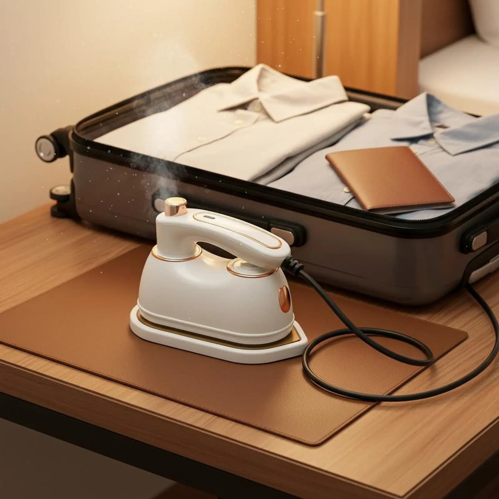 Ferro da Stiro 2 in 1 per Stiro a Secco e a Vapore, Stiratore Portatile da Viaggio con Punta Appuntita, Elettrodomestico per Lavanderia