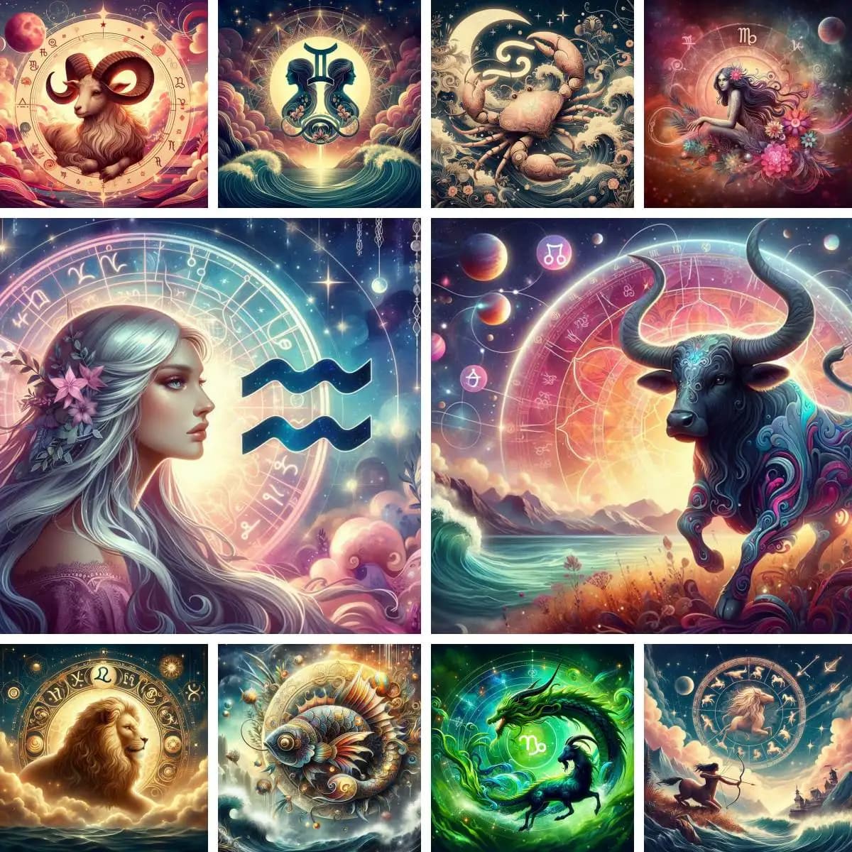 Full Drill Astrology Set Zodiac Star Sign Diamond Art Painting Fish Pisces Virgo Libra Horoscipe 12 Constellation Large Decor