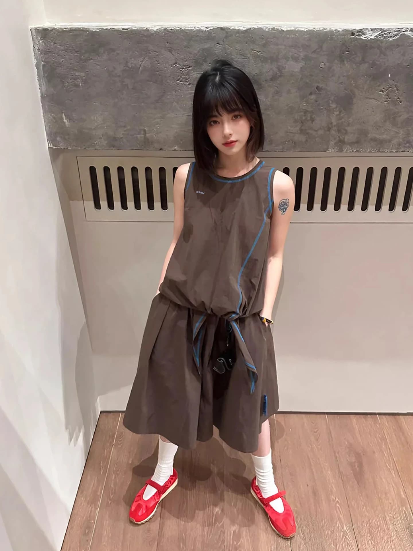 Summer Fashion plus Size Women's Coffee Color Loose Vest Top And Wide Leg Shorts Set High End Street Style Two Piece Suit