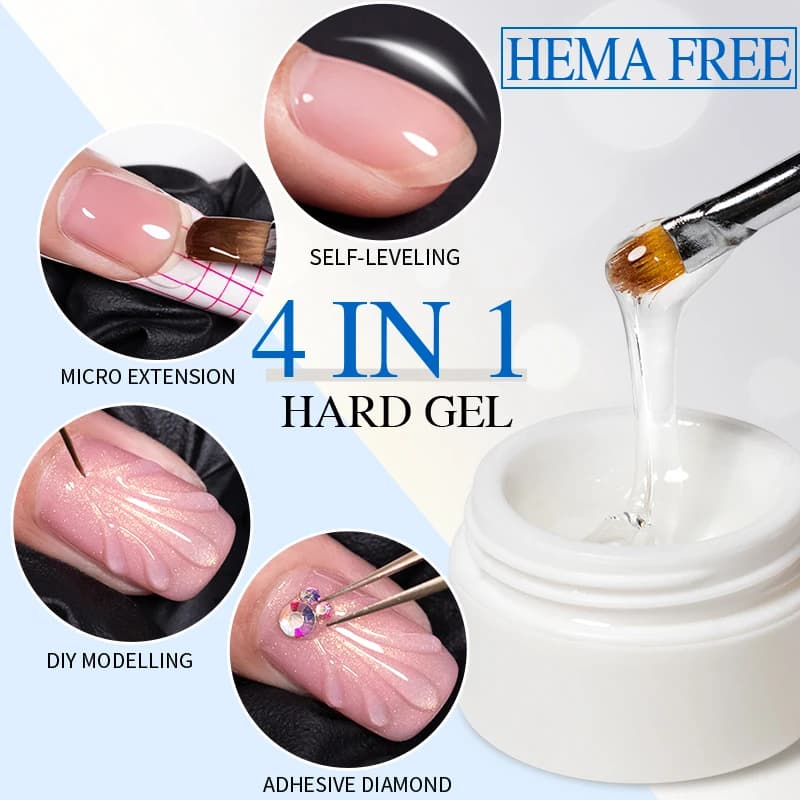 PUENTE Hema Smalto per unghie gel autolivellante gratuito 15ML Gel duro trasparente Estensione per unghie Modellazione Colla per strass Soak Off Vernice UV