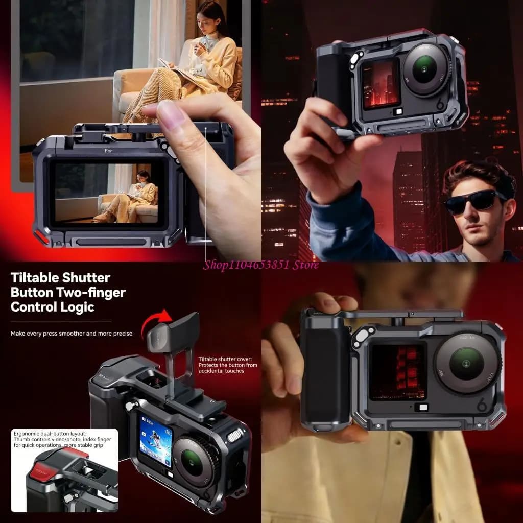 Strong Metal Housing And Secure Handle For Action 6 Camera Cage Secure Grip