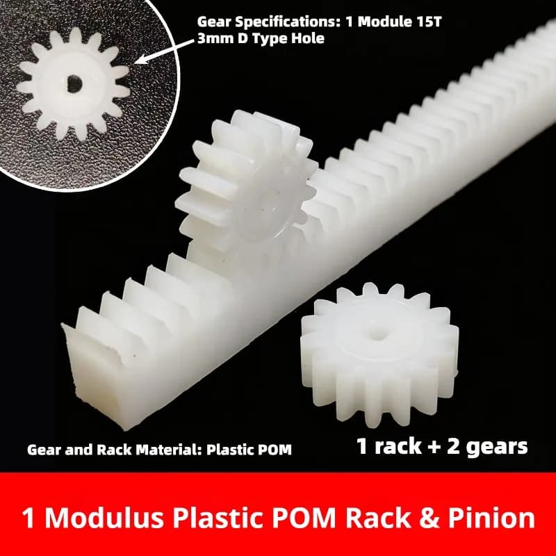 1-Modulus Plastic POM Gear and Rack Science Education Transmission Spare Parts, 15-Tooth, 3mm D-Bore, for N20 Motor Drive