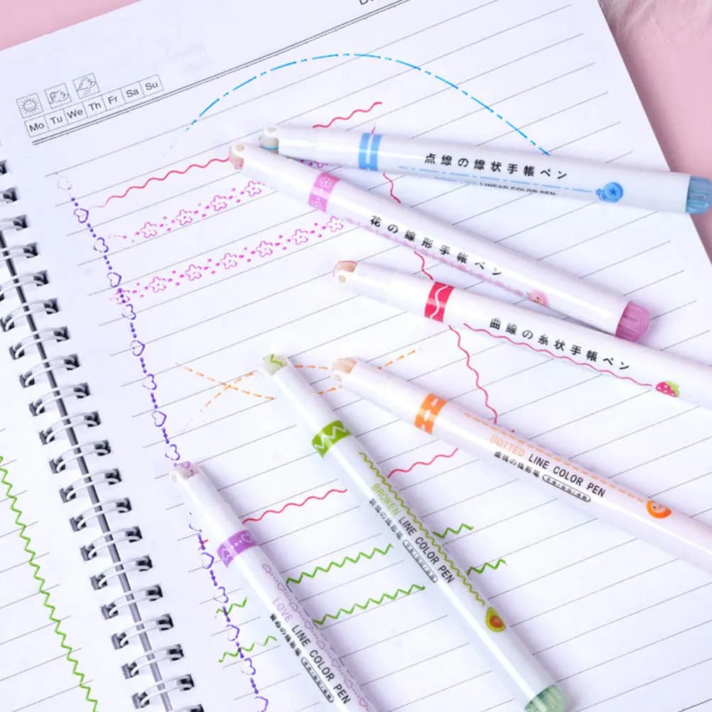Set di 6 Evidenziatori Colorati a Inchiostro a Rapida Asciugatura, Kit di Pennarelli per Scrittura Fluida per Studenti e Forniture per Ufficio, Penne Lineari Colorate