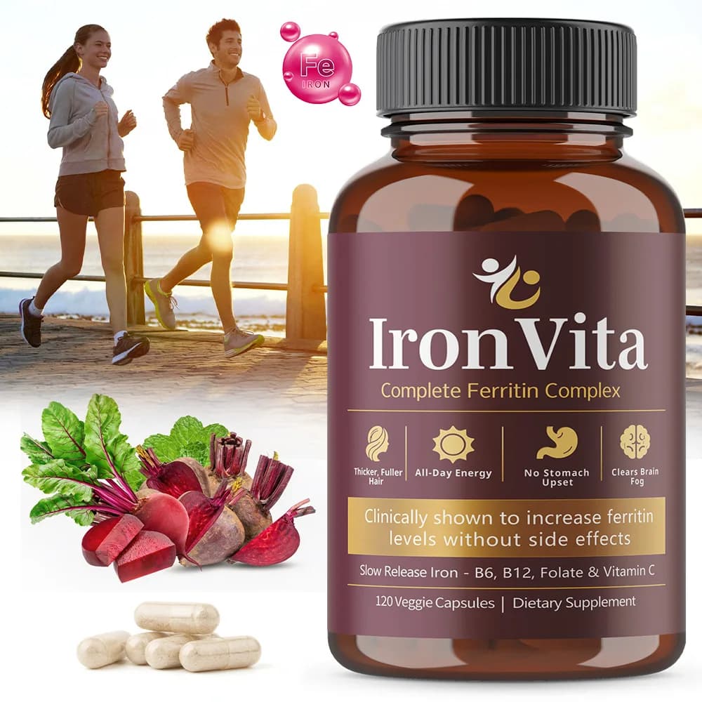 Iron Supplement - with Ferrous Glycinate, Vitamin C, B12, B6, Folate & Zinc, Supports Healthy Iron Levels & Daily Energy