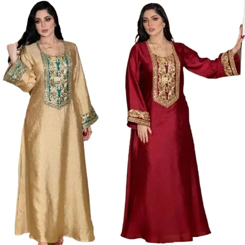 Eid Donne Musulmane Abaya Partito Maxi Vestito Paillettes Abiti Ramadan Marocco Abiti Jalabiya Dubai Caftano Islam Arabo Abito Lungo