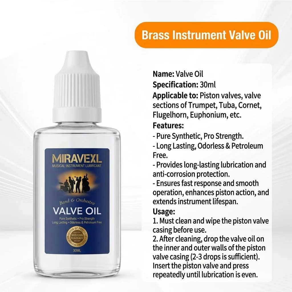 Brass Instrument Valve Oil Slide Grease Lubricant for Trumpet Trombone Tuba Saxophone Clarinet Flute Maintenance Care Cleaning