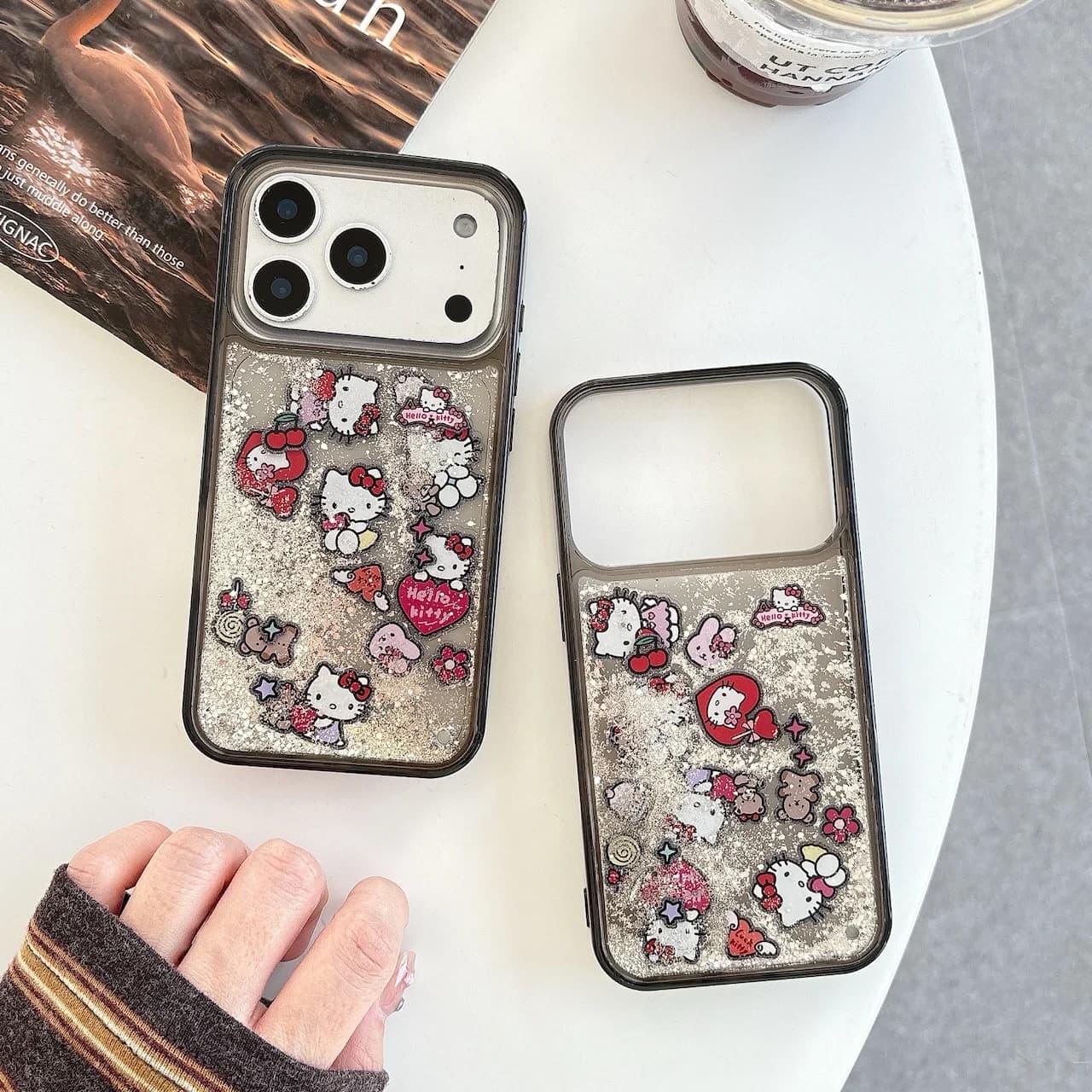Quicksand Glitter Protection For Cute Hello Kitty Case For iPhone 17 16 15 Pro Max Soft TPU Shockproof Anti-Scratch Back Cover