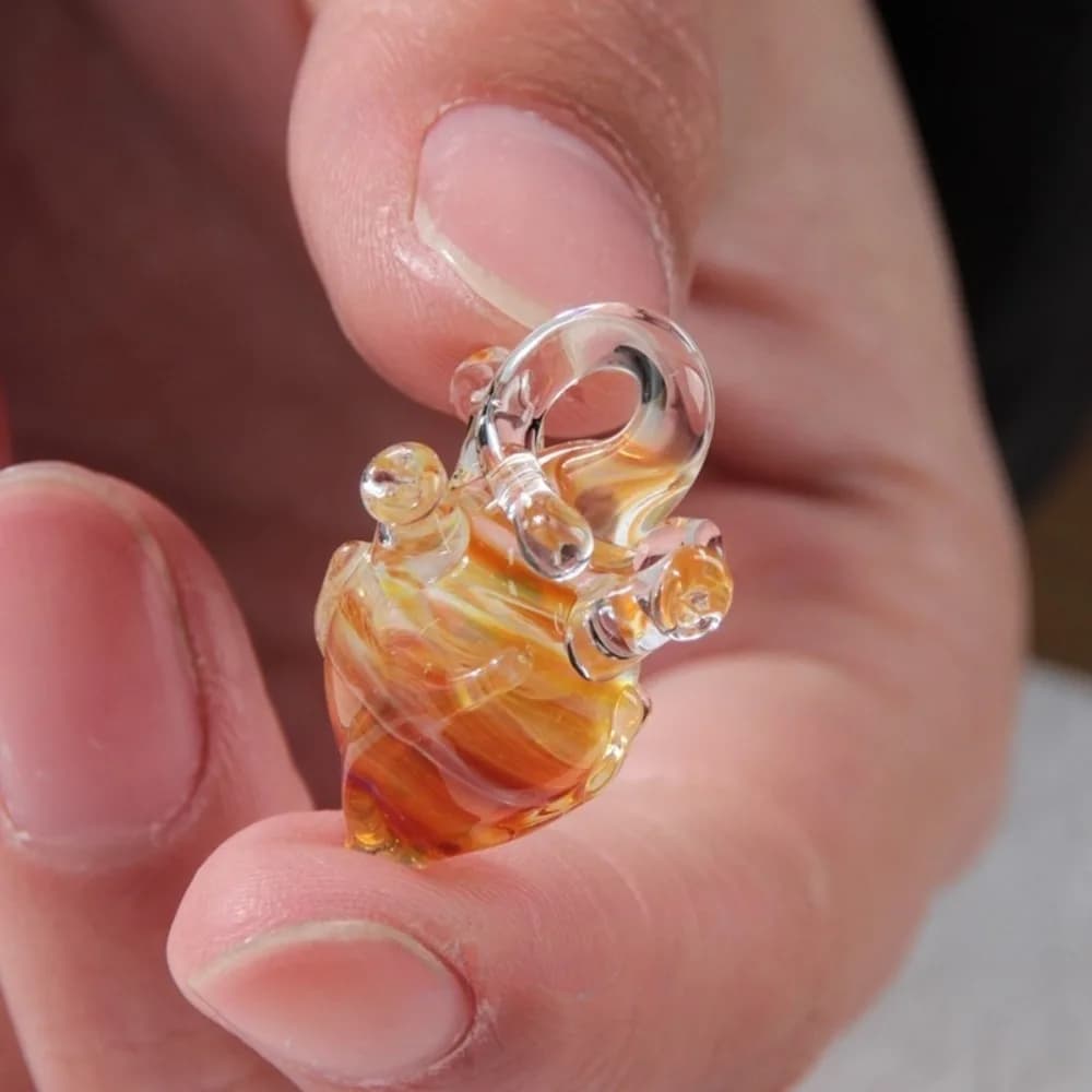 Collana con Cuore in Vetro Sognante, Catena in Argento, Ciondolo a Cuore Trasparente Vintage, Gioielli Fatti a Mano