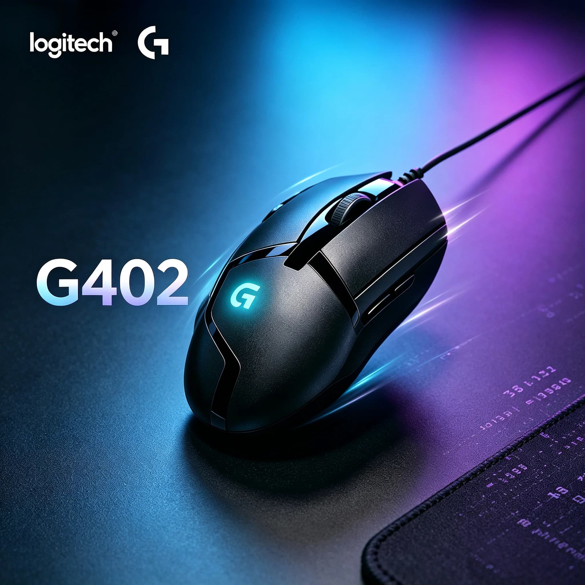 Logitech G402 Wired Optical Mouse 32‑Bit ARM Processor Anti‑Sweat Rubber Grip High Precision Mice for Competitive Gaming & Offic