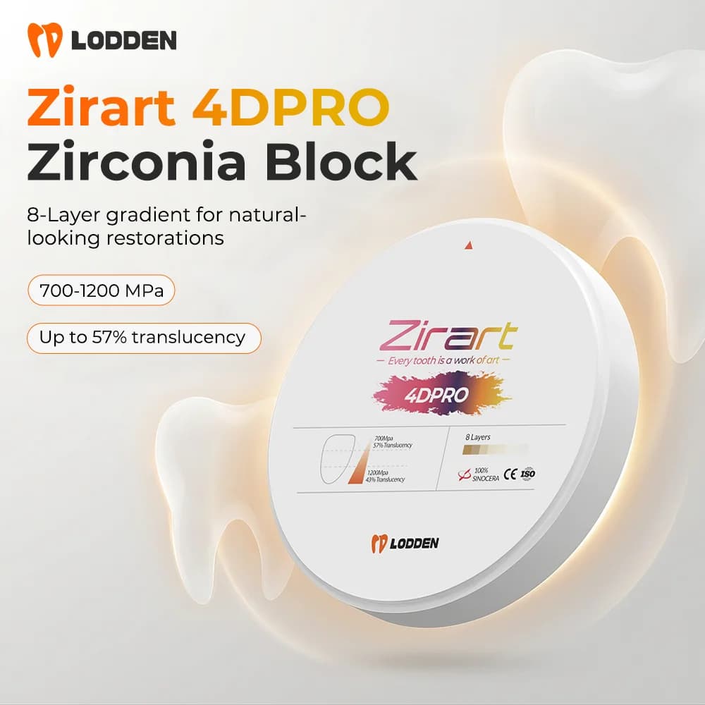 Lodden Dental Lab 4D PRO Zirconia Block 98mm Multilayer Zirconia Disc Block Vita 16 Colors Dental Cad Cam Dental Materials