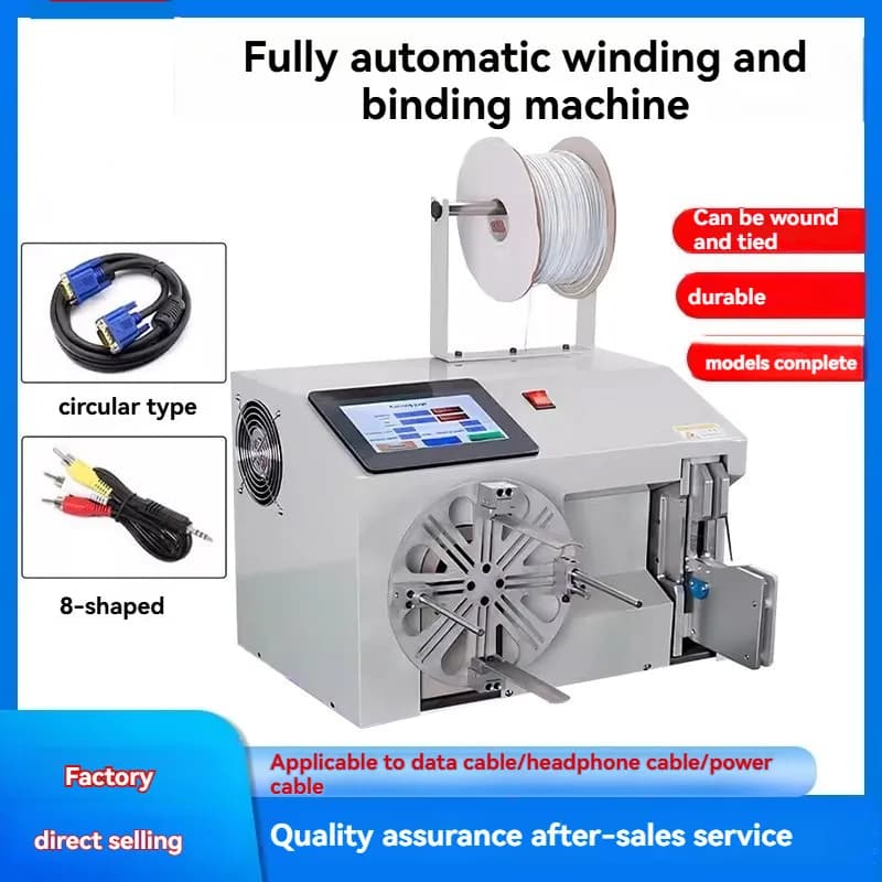 Automatic Wire Coil Winding Machine Cable Binding Tie Tool Electric Digital Touch Screen for Diameter 5-35mm 5-50mm