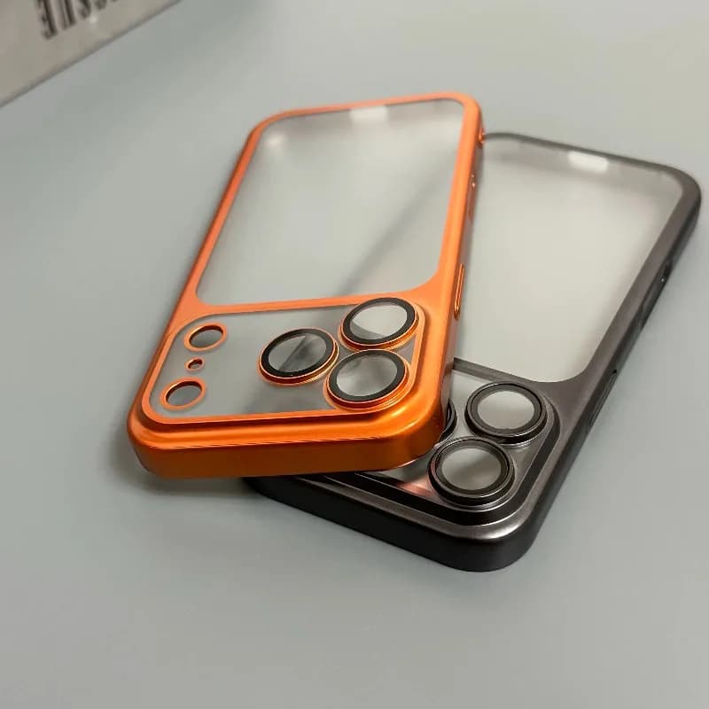 Luxury Plating Matte Phone Case for IPhone Air 17 16 15 14 13 12 Pro Max i17 Camera Lens Protector PC Hard Bumper Frosted Cover