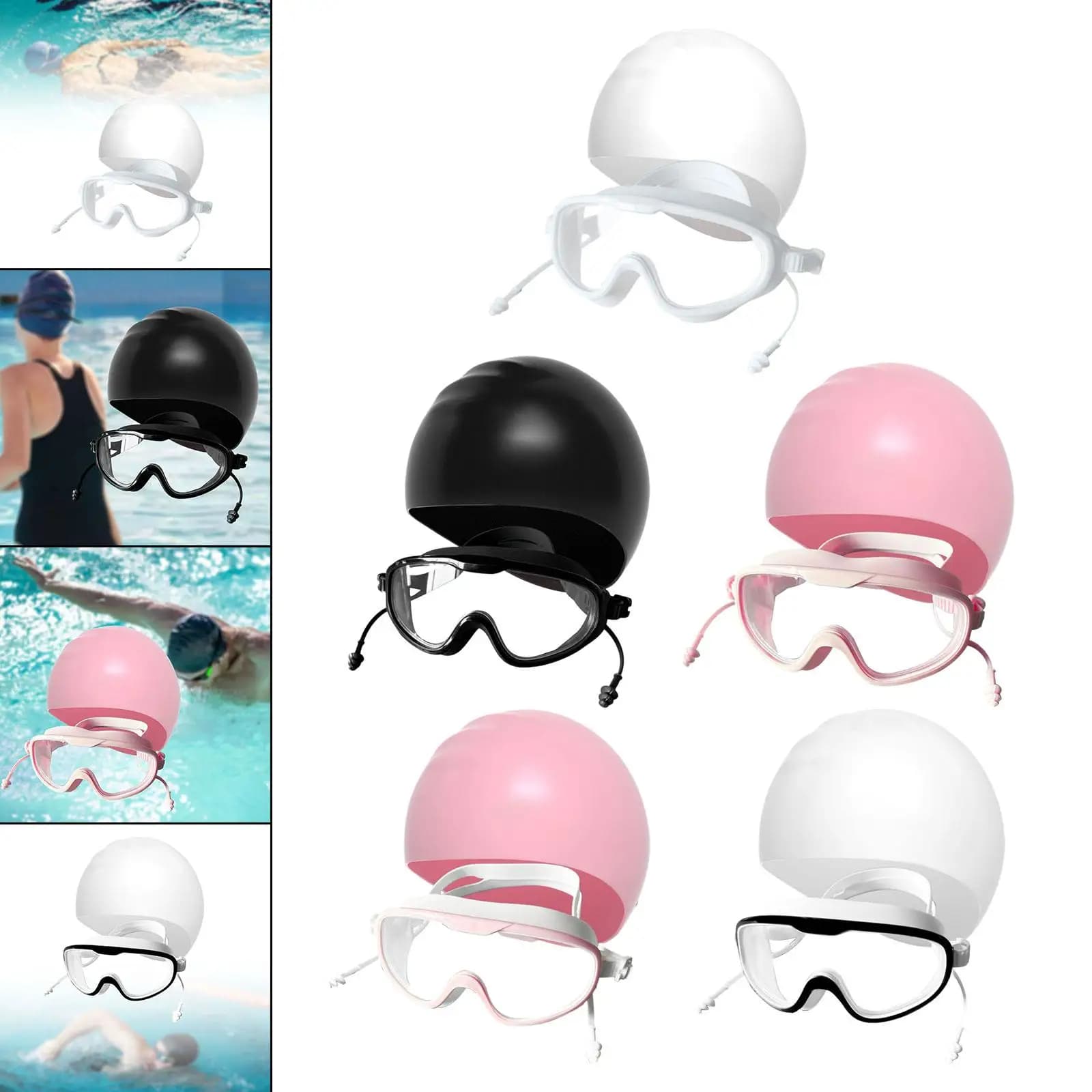Set Occhialini da Nuoto Versatili e Cuffia Antiappannamento con Lenti Grandi, Accessori per Nuoto per Adulti per Piscina, Immersioni e Sport Acquatici