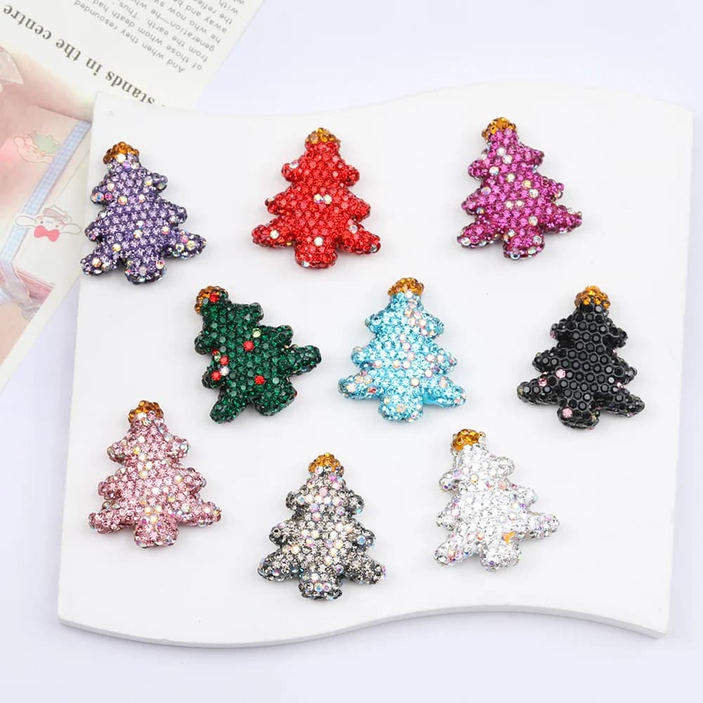 Design cordiale 30 pezzi 26*30MM perle di argilla polimerica/fatte a mano/effetto strass/forma dell'albero di natale/accessori per gioielli #17345