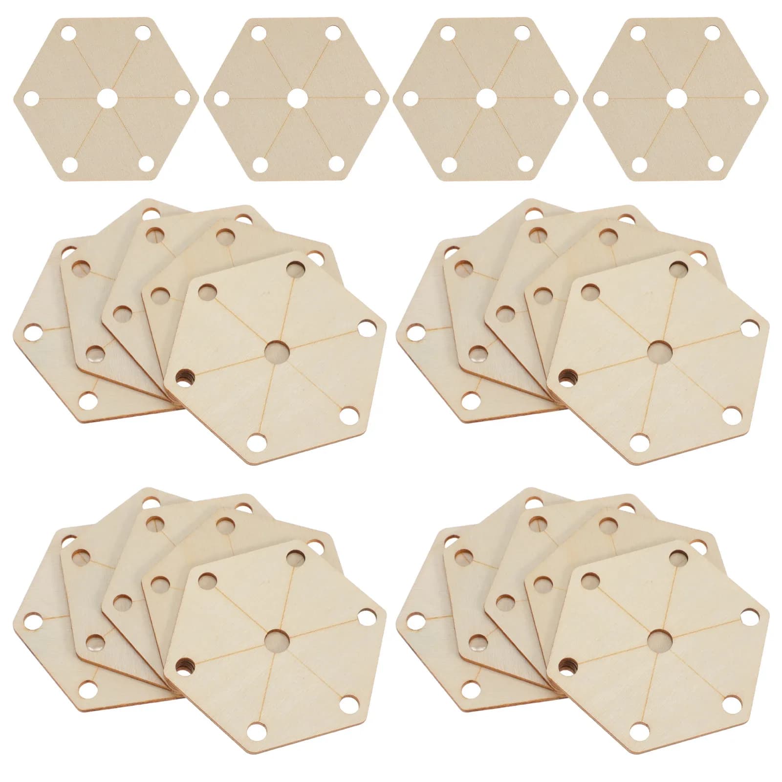 24Pcs Wood Loom Cards Hexagon Weaving Tablets Natural Color Precise Hand Loom Tools for DIY Scarf Blanket Projects Wood Tablet