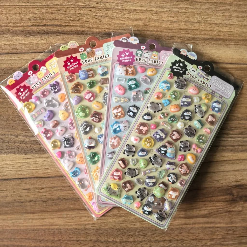 4 Pezzi Adesivi Kawaii 3D con Animali Cartoon in Rilievo per Telefoni, Tablet, Astucci e Zaini - Negozio di Adesivi Golden Memory