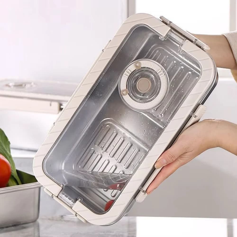 Contenitore per Alimenti in Acciaio Inox da 5800ML, Ermetico, per Conservazione e Preparazione Pasti, con Coperchio, per Frutta e Frigorifero
