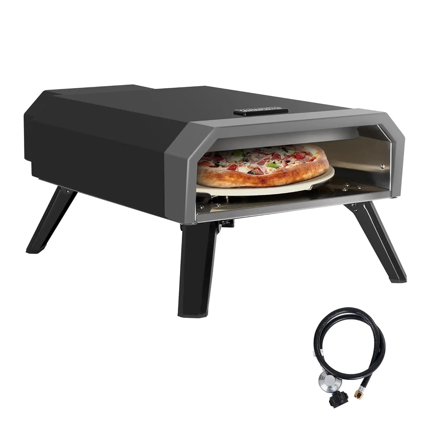 Forno per Pizza da Esterno con Pietra Refrattaria da 13 Pollici, 13.000 BTU, Fornello a Gas Propano Portatile con Gambe Pieghevoli, Personalizzabile
