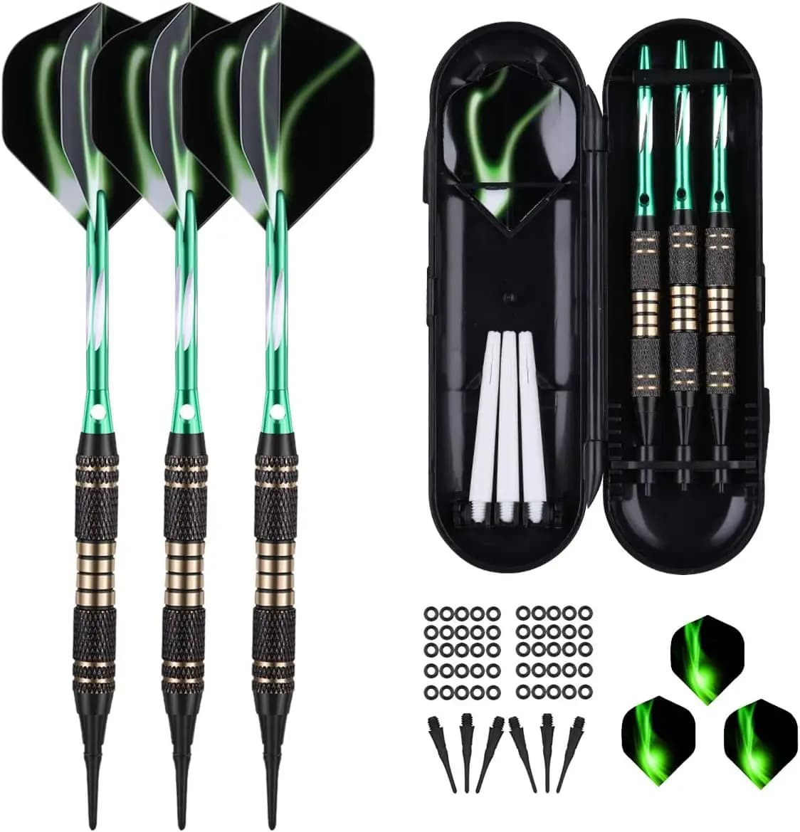 Set di Freccette Professionali con Punta Morbida 18/20g con Fusto in Ottone, Aste in Alluminio, Alette e Punte per Bersaglio Elettronico