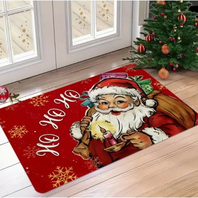 Zerbino di Babbo Natale Hohohoho con tappetino per le vacanze di Babbo Natale Adatto per porte anteriori rosse verdi Decorazione per la casa natalizia