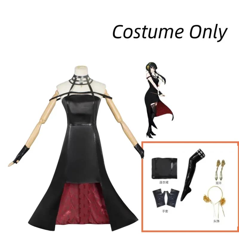 2025 aaa costume cosplay fascia elastica calze autoreggenti collant alti parrucca orecchini vestito Yor Forger set completo