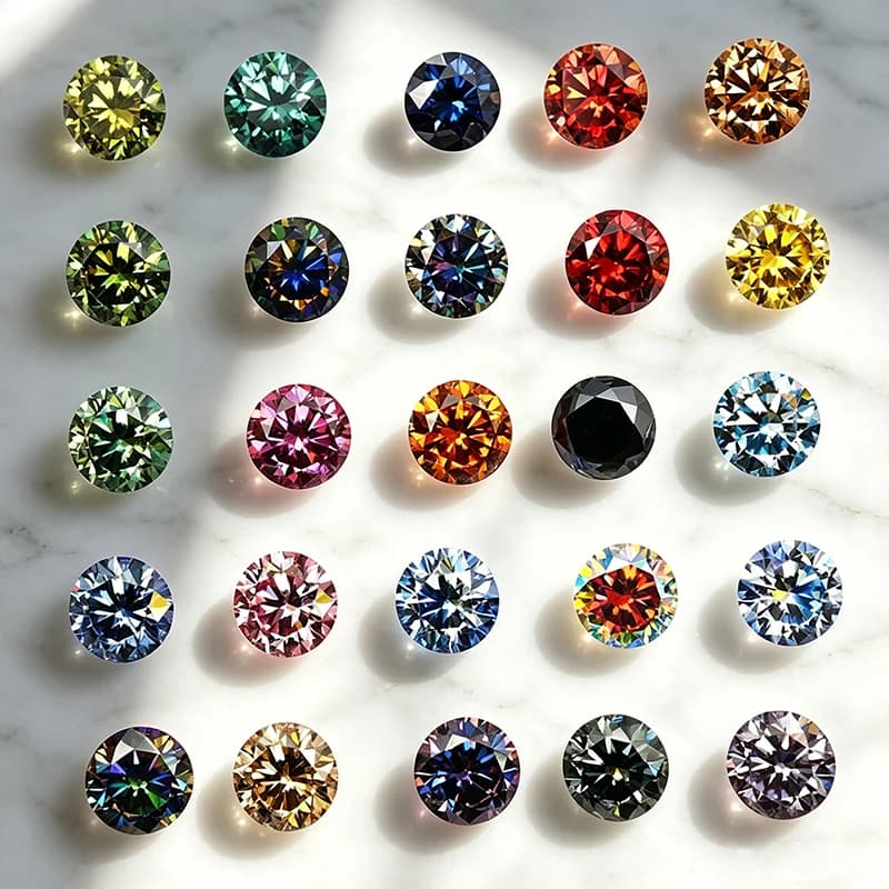 Black Red Blue Yellow Green Purple Pink Gray Moissanite Stone with GRA Certificate And Arrow Round Moissanite Diamonds Gemstones