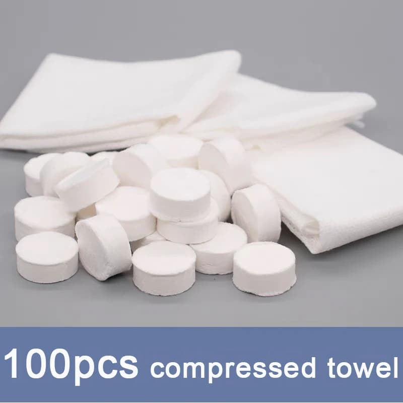 100pcs Portable Compressed Towel Disposable Face Cleaning Soft Compressed Hand Wipe Towel Non-Woven Makeup Wipes