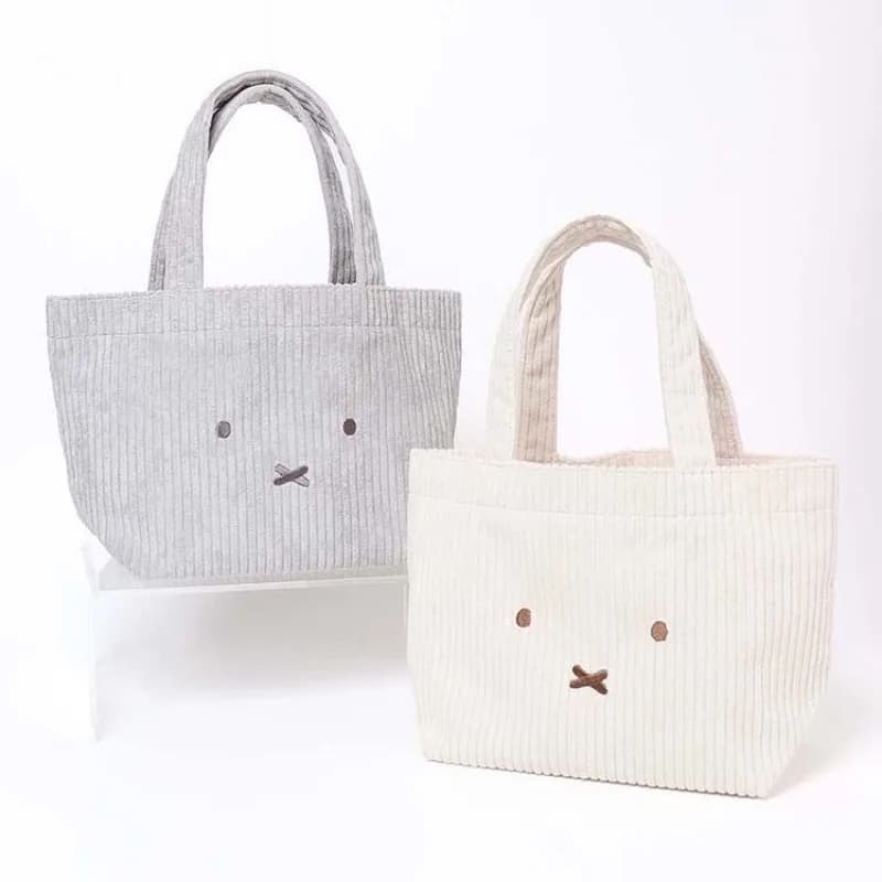 Nuova Borsa Ricamata Kawai Mimi Emoji, Simpatica Borsa Porta Pranzo Cartoon, Borsa Bento Capiente con Manico