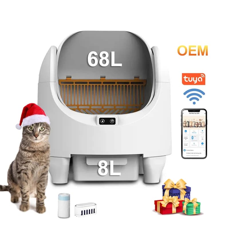 Controllo APP Super automatico con sensori di sicurezza Autopulizia rapida Lettiera per gatti intelligente con parte superiore aperta e grande per gatti multipli