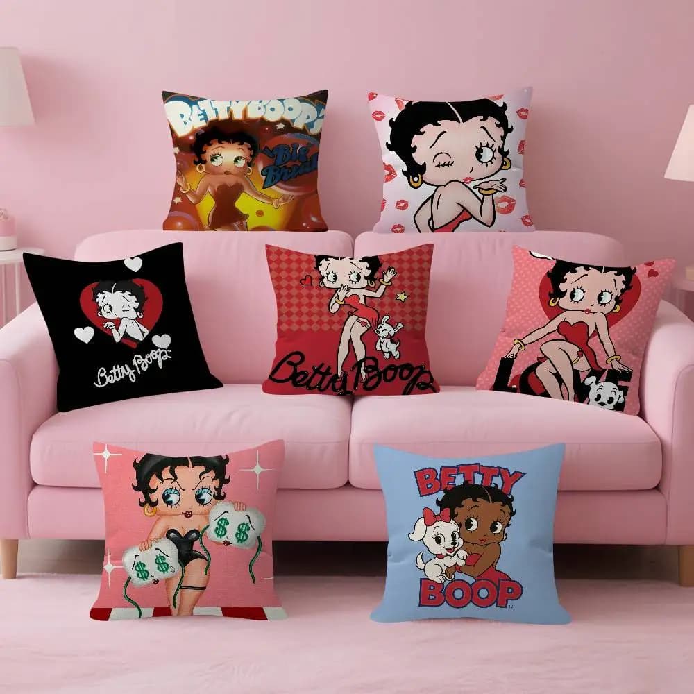 Popolare Fodera per Cuscino Decorativa con Personaggio Cartoon B-Betty B-Boop, Federa per Cuscino da Divano, Decorazione per la Casa