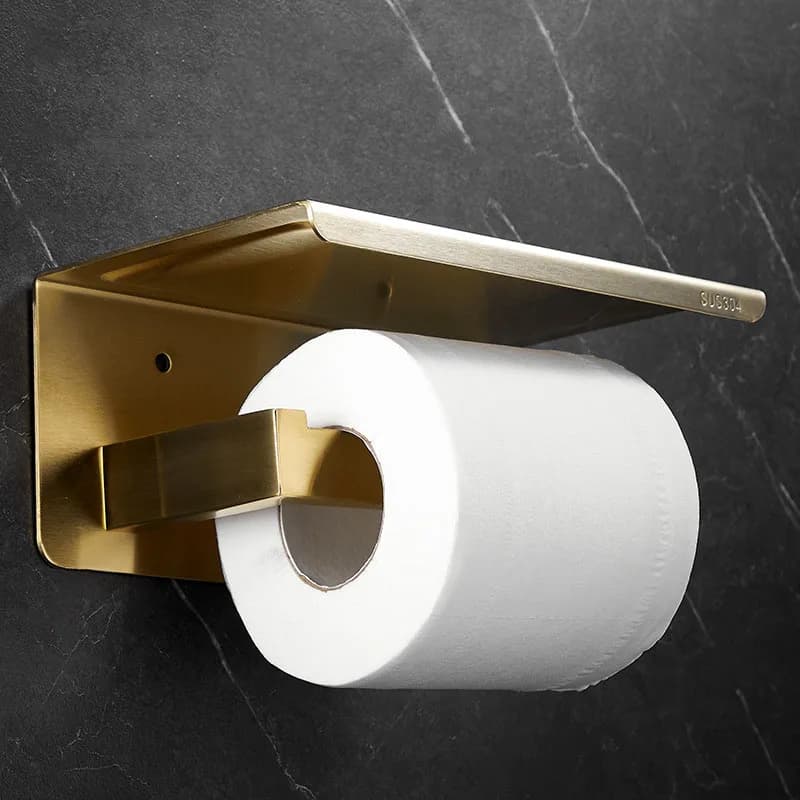 Portarotolo da parete in acciaio inox 304 spazzolato oro/grigio canna di fucile/nero con porta cellulare e porta fazzoletti